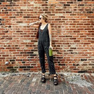 High Roller Denim Jumpsuit - washed black